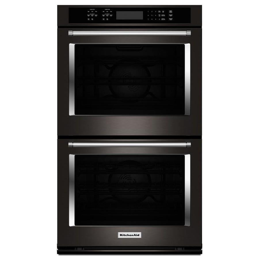 KitchenAid 30" Double Wall Oven w/Even-Heat Convection in Black Stainless