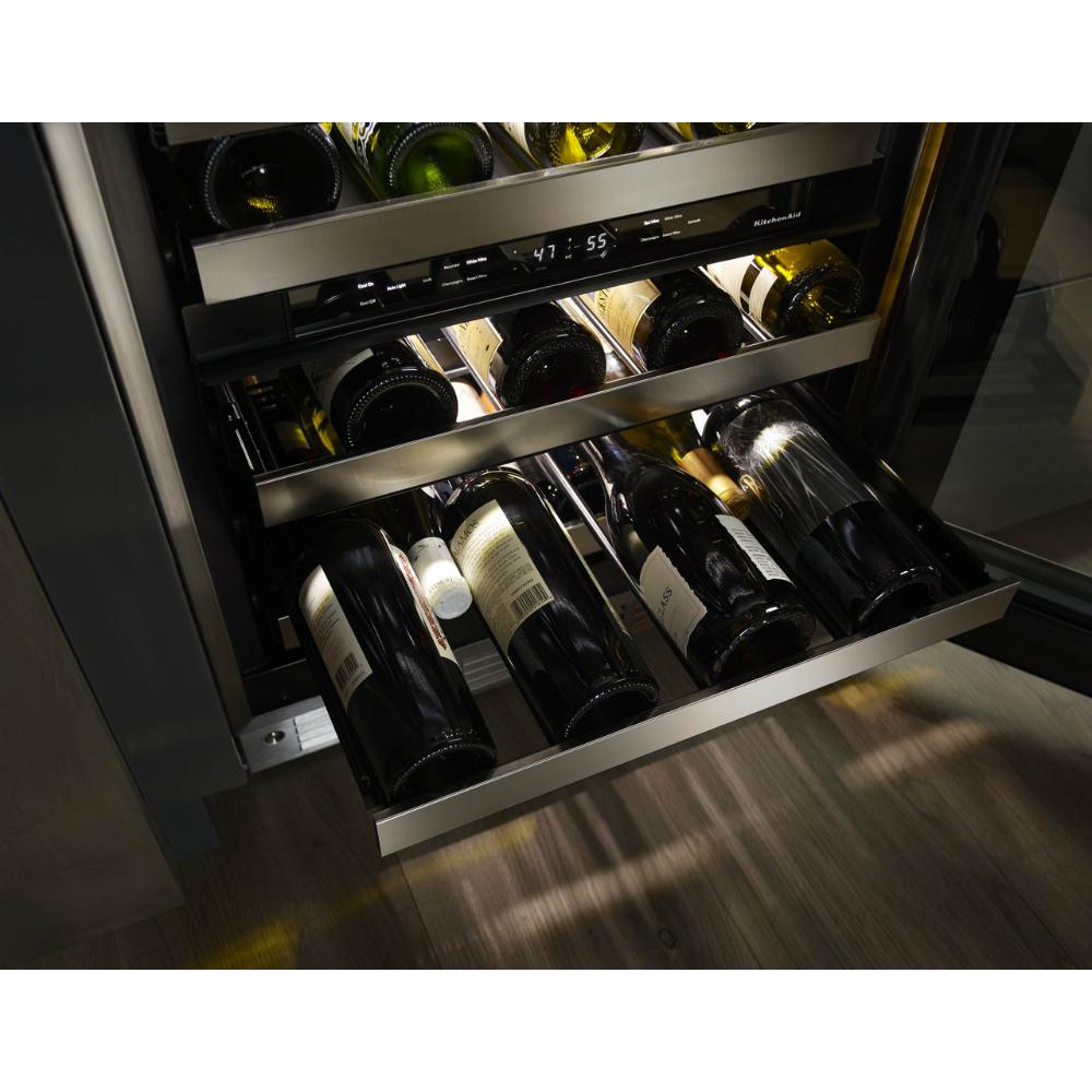 KitchenAid 24" Wine Cellar w/Metal Front Racks in Black Stainless