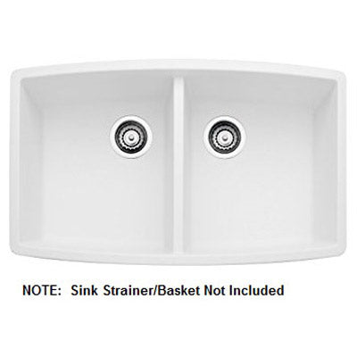 Performa 33x20x10" Double Bowl Kitchen Sink in White