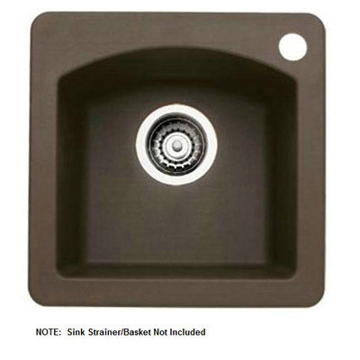 Diamond 15x15x8" Single Bowl Bar Sink in Brown w/1 Fct Hole