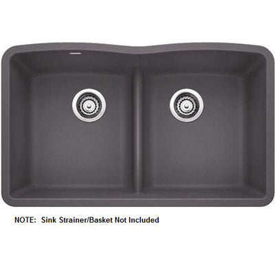 Diamond 32x19-1/4x9-1/2" Eq Dbl Low Divide Sink in Cinder