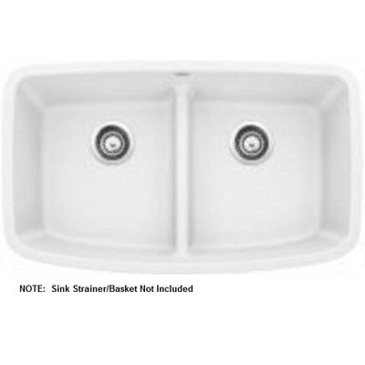 Valea 32x19x9-1/2" Equal Dbl Low Divide Sink in White