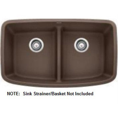 Valea 32x19x9-1/2" Equal Dbl Low Divide Sink in Café Brown