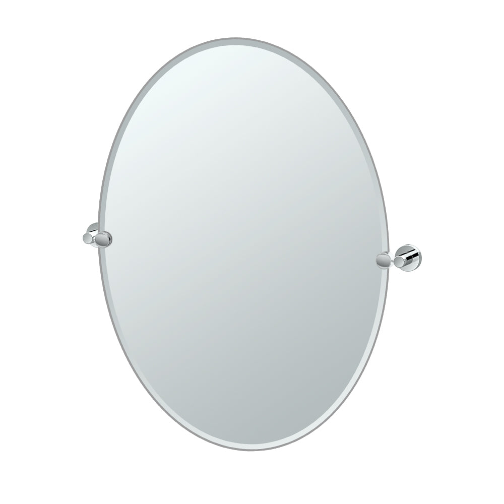 Glam 24x32" Tilting Frameless Large Oval Mirror in Chrome