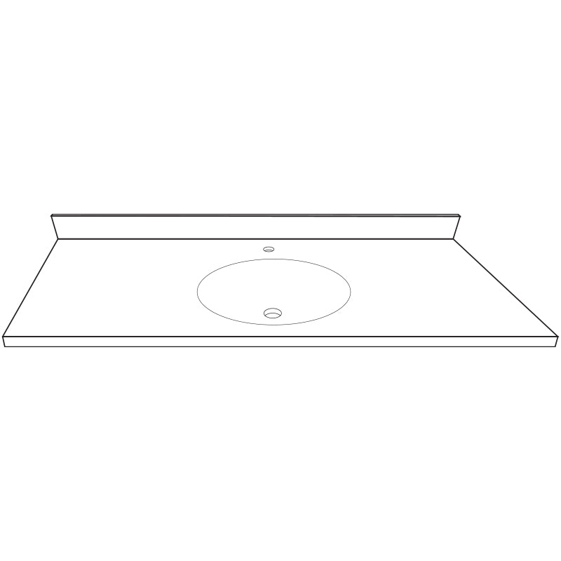 Vanity Top 49x22" w/8" Faucet Holes & Oval Bowl in White