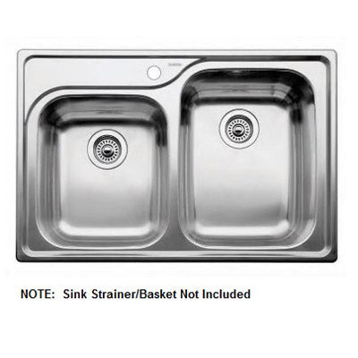 Supreme 33x22x10" Stainless 1-3/4 Double Bowl Sink w/1 Hole