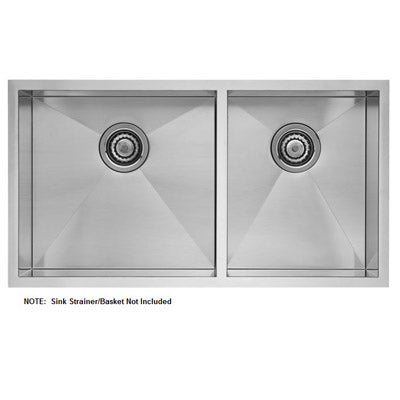 Quatrus 33x18x9" Stainless Steel Double Bowl Kitchen Sink