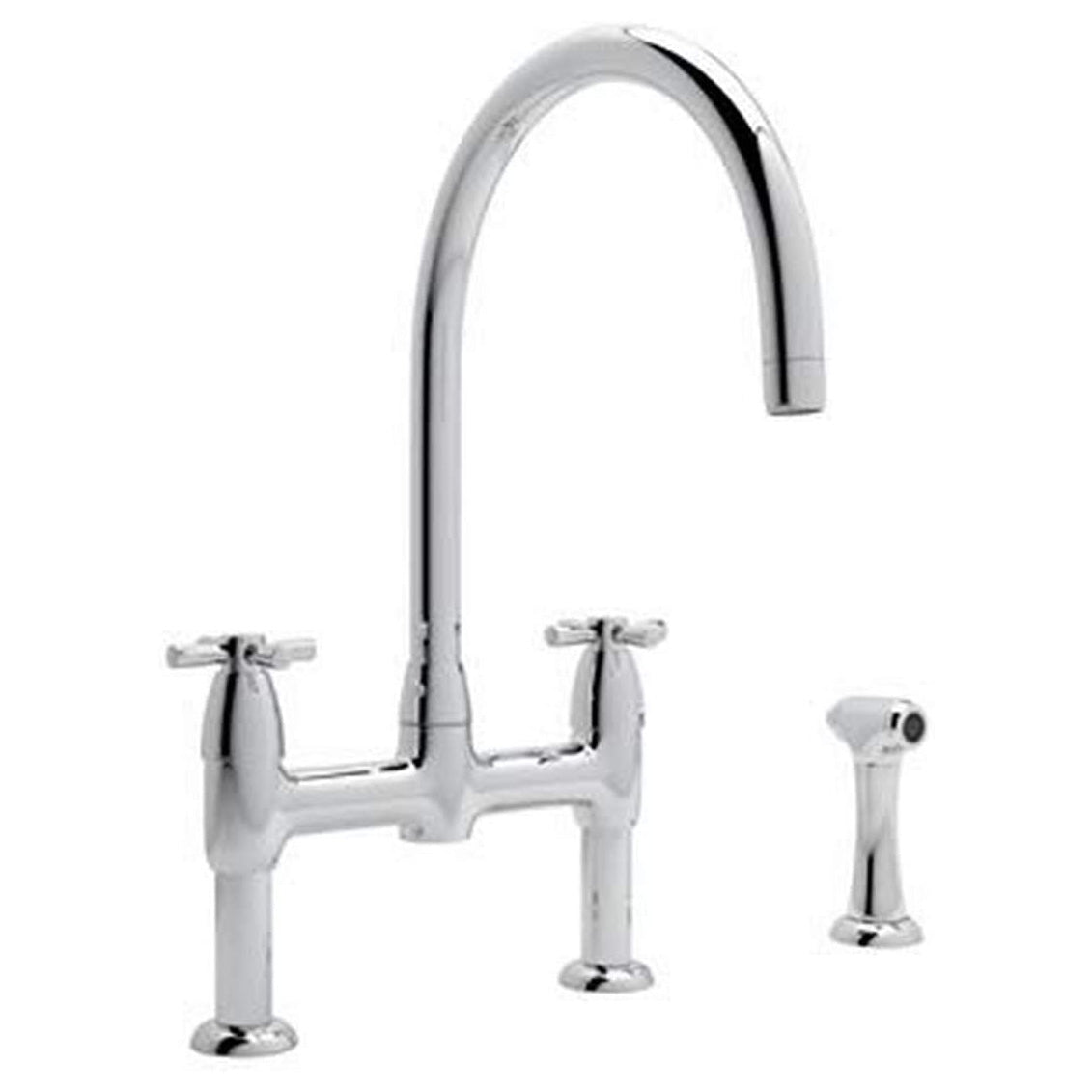 SINK FCT U.4273LS-APC-2 BRIDGE W/MTL LVR HDLS AND SIDESPRAY