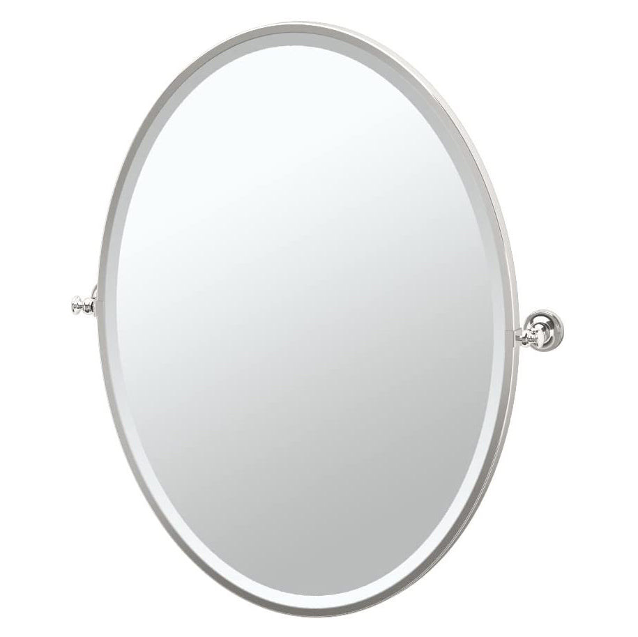 Tavern 25x33" Pivot Framed Large Oval Mirror in Pol Nickel