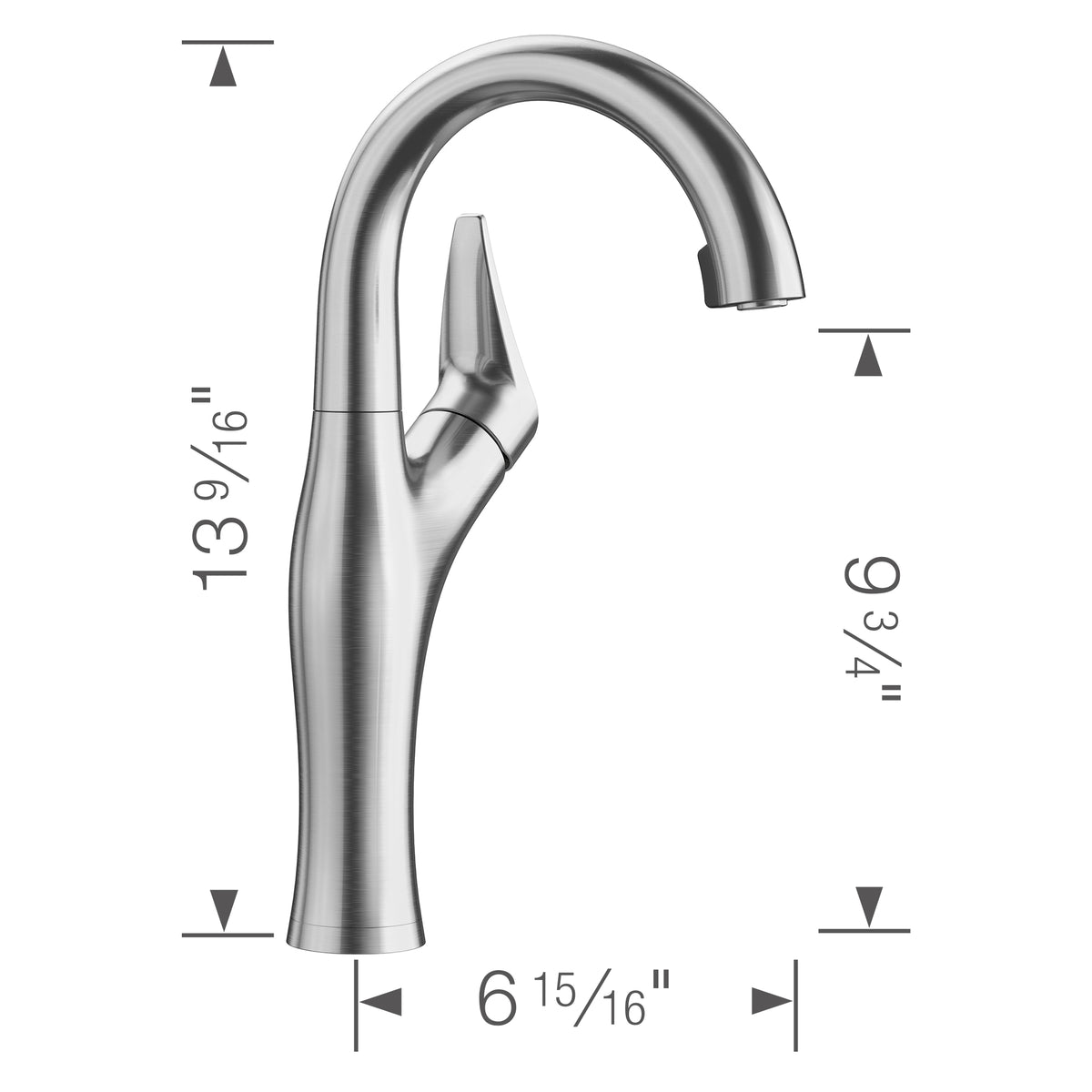 Artona Single Hole Bar Faucet in PVD Steel, 1.5gpm