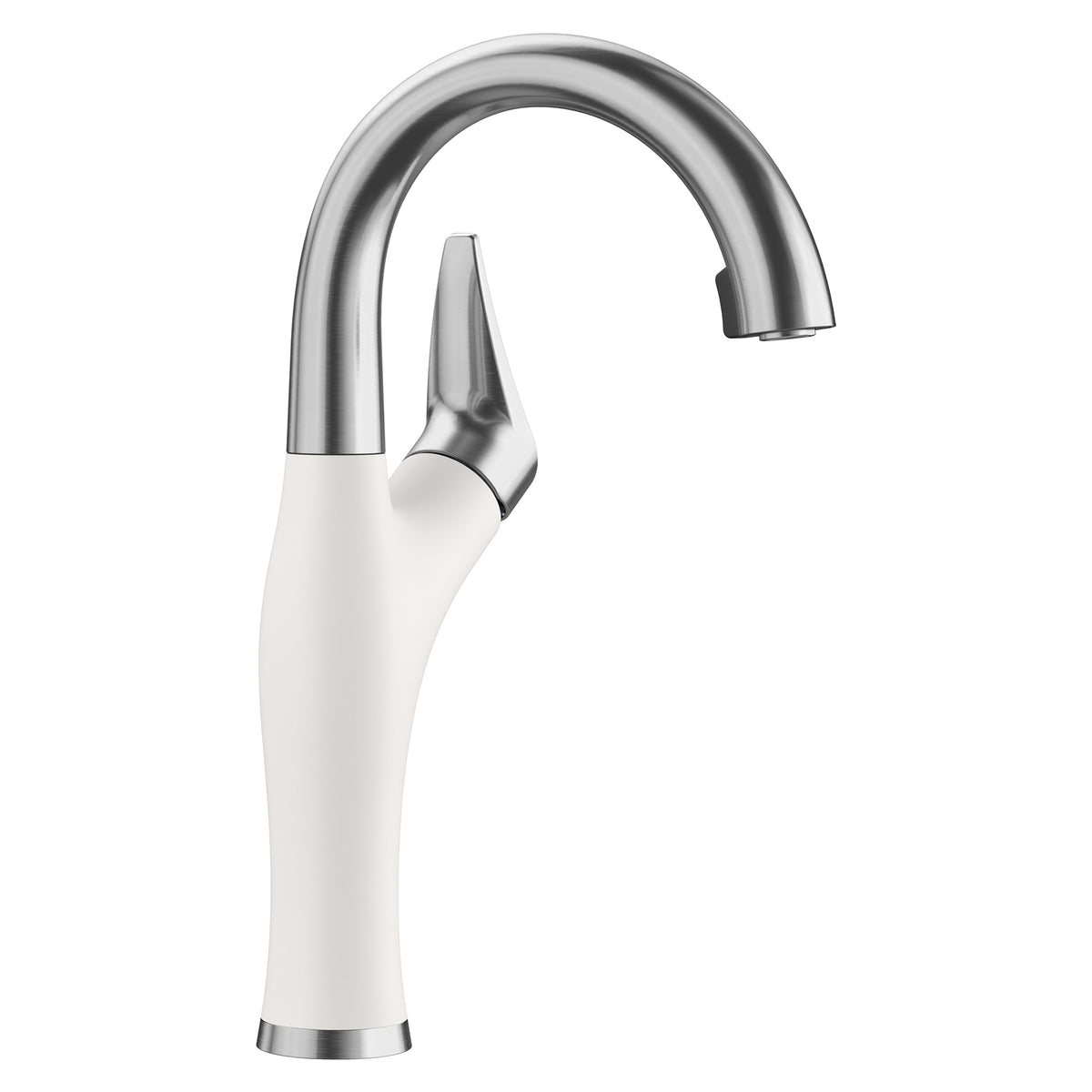 Artona Single Hole Bar Faucet in PVD Steel/White, 1.5gpm