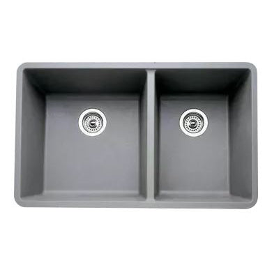 Precis 33x18x9-1/2" 1-3/4 Dbl Bowl Kitchen Sink in Con Gray