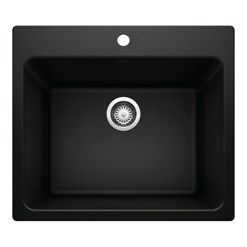 Liven 25x22x12" Single Bowl Laundry Sink in Coal Black