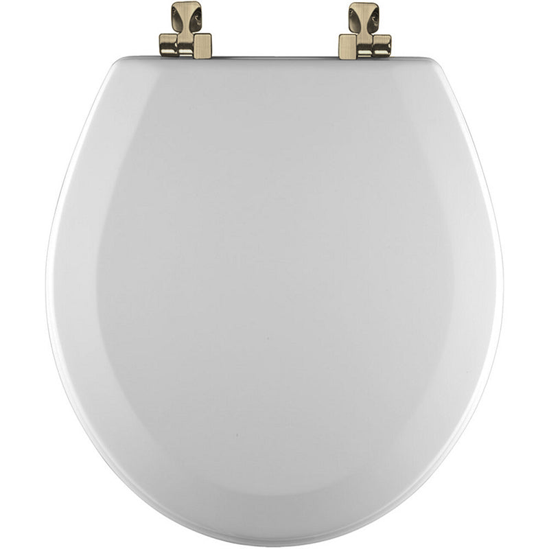 Toilet Seat Round w/Brushed Nickel Hinges White