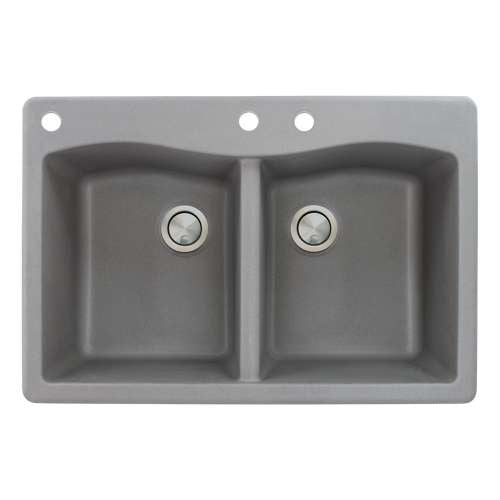 Aversa 33x22x9-1/2" Equal Double Bowl Sink in Grey 3 HL