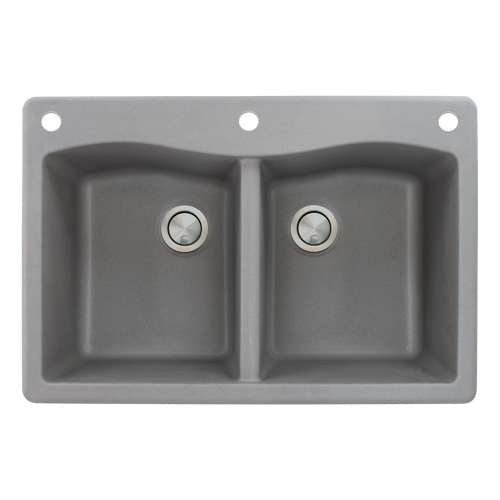 Aversa 33x22x9-1/2" Equal Double Bowl Sink in Grey 3 HL