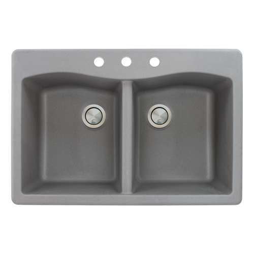 Aversa 33x22x9-1/2" Equal Double Bowl Sink in Grey 3 HL