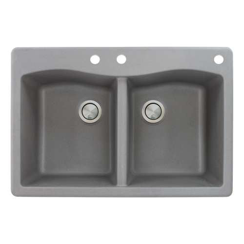 Aversa 33x22x9-1/2" Equal Double Bowl Sink in Grey 3 HL