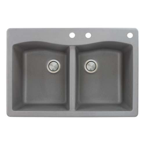 Aversa 33x22x9-1/2" Equal Double Bowl Sink in Grey 3 HL