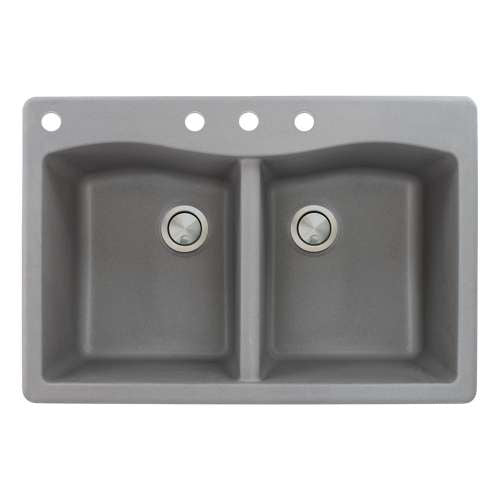 Aversa 33x22x9-1/2" Equal Double Bowl Sink in Grey 4 HL