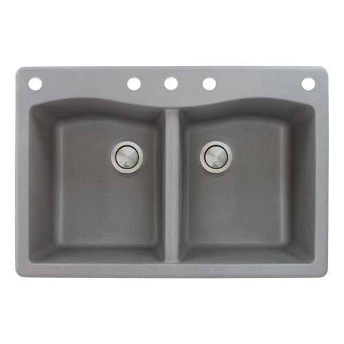 Aversa 33x22x9-1/2" Equal Double Bowl Sink in Grey 5 HL