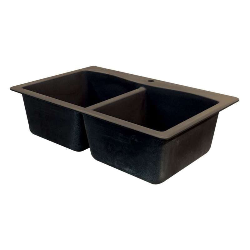 Aversa 33x22x9-1/2" Equal Double Bowl Sink in Espresso 2 HL