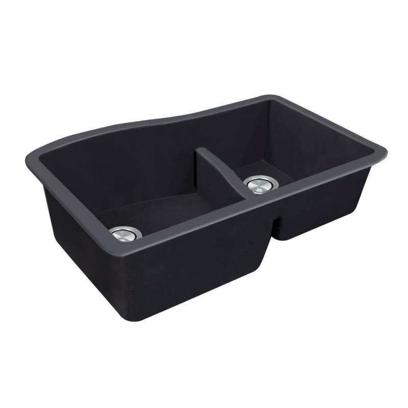 Aversa 33x21x10" 1-3/4 Double Bowl Kitchen Sink in Black
