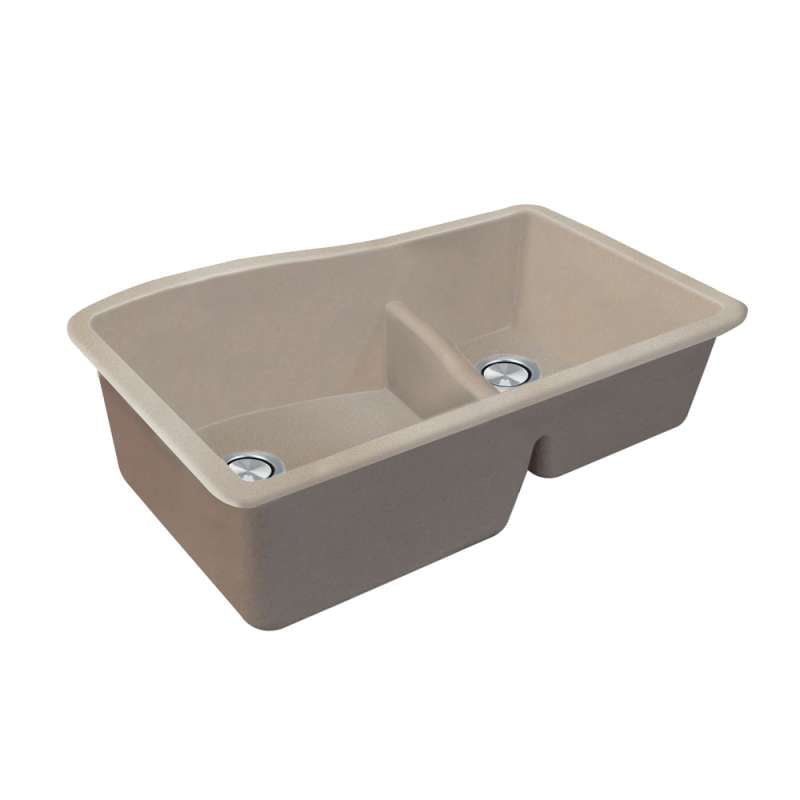 Aversa 33x21x10" 1-3/4 Double Bowl Kitchen Sink Café Latte