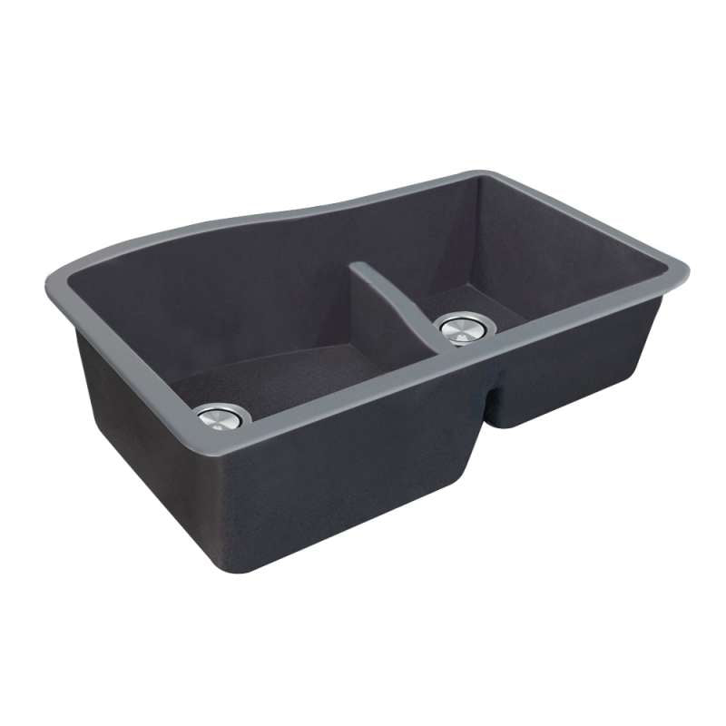 Aversa 33x21x10" 1-3/4 Double Bowl Kitchen Sink in Grey