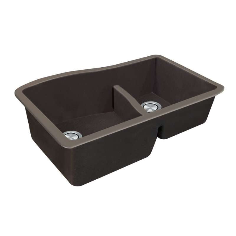 Aversa 33x21x10" 1-3/4 Double Bowl Kitchen Sink in Espresso
