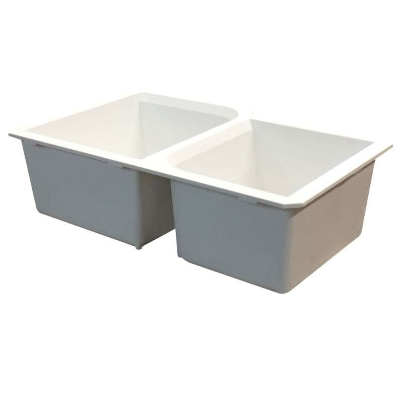 Radius 31-3/4x20-3/4x9-1/2" Double Bowl Sink in White