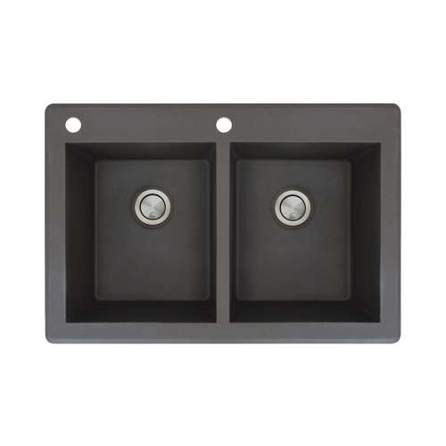 Radius 33x22x9-1/2" Equal Double Bowl Sink in Black 2HL