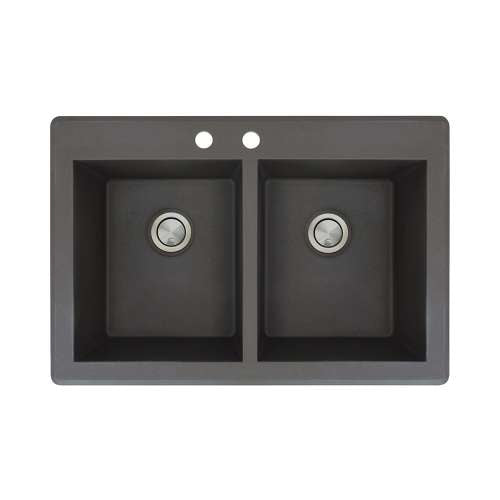 Radius 33x22x9-1/2" Equal Double Bowl Sink in Black 2HL