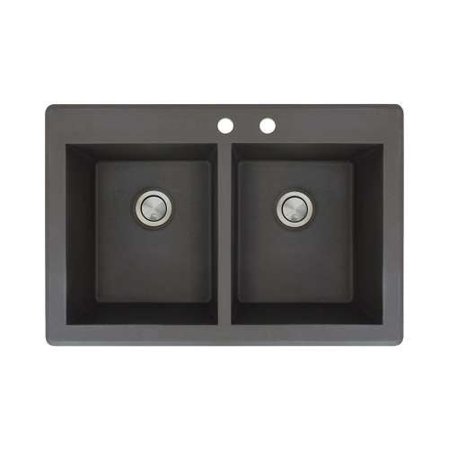 Radius 33x22x9-1/2" Equal Double Bowl Sink in Black 2HL