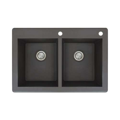 Radius 33x22x9-1/2" Equal Double Bowl Sink in Black 2HL