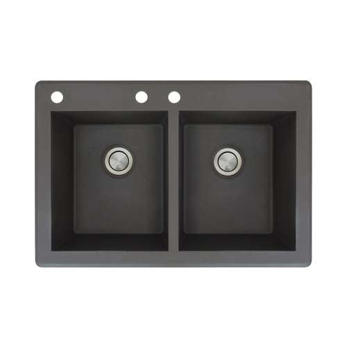 Radius 33x22x9-1/2" Equal Double Bowl Sink in Black 3HL