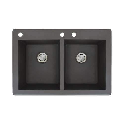Radius 33x22x9-1/2" Equal Double Bowl Sink in Black 3HL