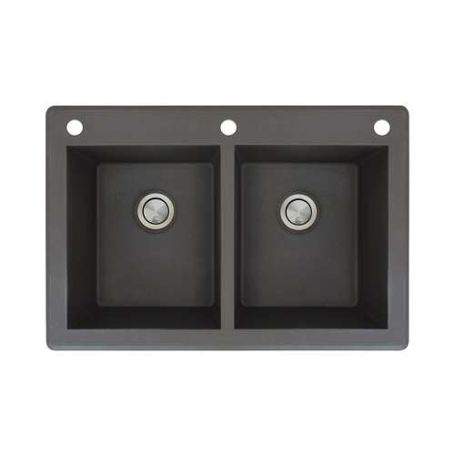 Radius 33x22x9-1/2" Equal Double Bowl Sink in Black 3HL