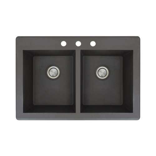 Radius 33x22x9-1/2" Equal Double Bowl Sink in Black 3HL