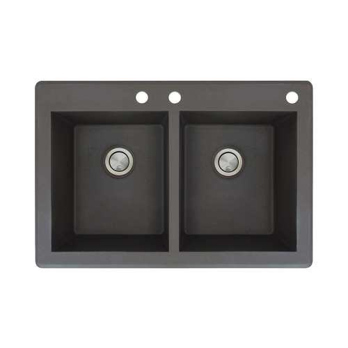 Radius 33x22x9-1/2" Equal Double Bowl Sink in Black 3HL