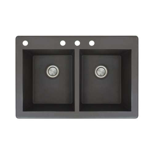 Radius 33x22x9-1/2" Equal Double Bowl Sink in Black 4HL