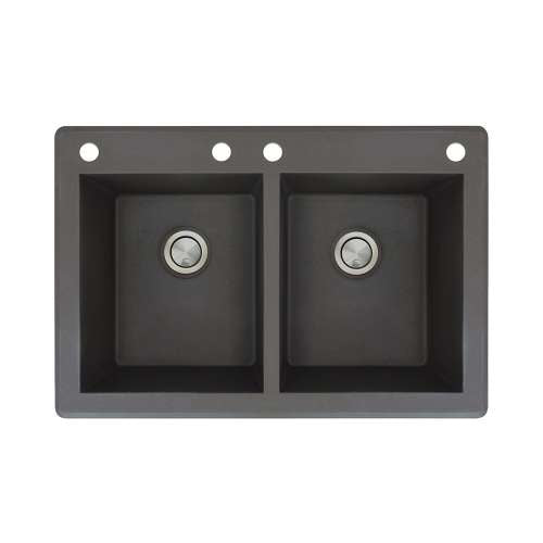 Radius 33x22x9-1/2" Equal Double Bowl Sink in Black 4HL