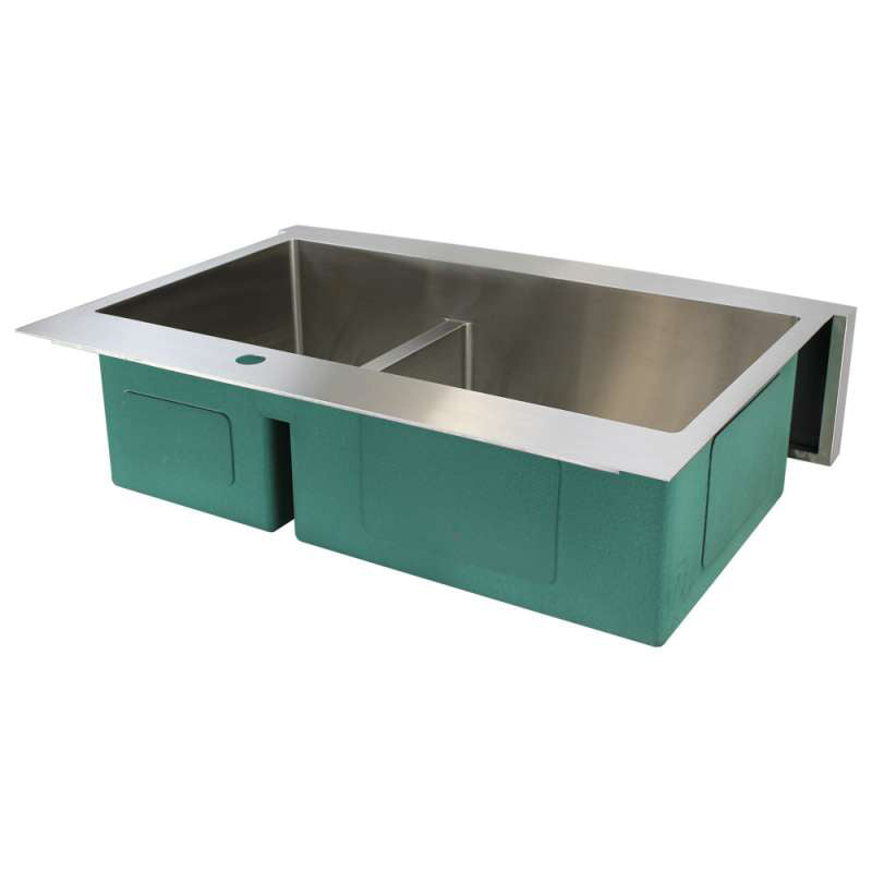 Diamond 35-3/4x25-1/8x10" SS 60/40 Double Bowl Sink Kit 3HL