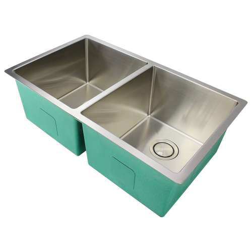 Diamond 31-1/2x18-1/2x10" 16GA SS Equal Double Bowl Sink Kit