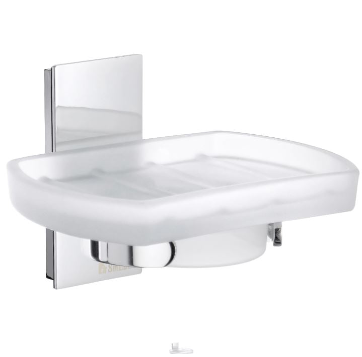 Air Frosted Glass Soap Dish w/Holder in Polished Chrome