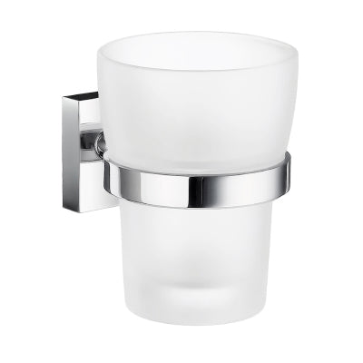 House Frosted Glass Tumbler w/Holder in Polished Chrome
