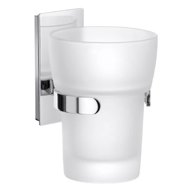 Pool Frosted Glass Tumbler w/Holder in Polished Chrome