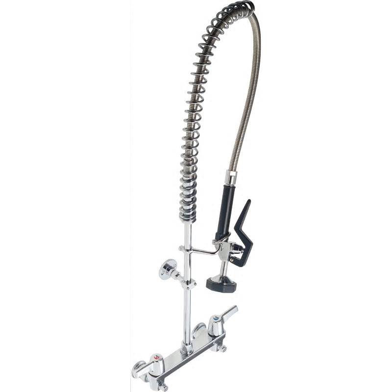 Commercial Kitchen Faucet w/8" Centers & Pre-Rinse Spray Valve 1.05 gpm Wall Mount in Chrome