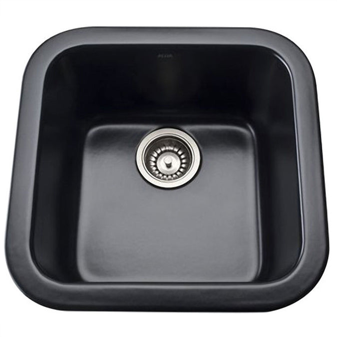 Allia 17-7/8x17-1/2x9" Fireclay Singe Bowl Bar Sink in Black