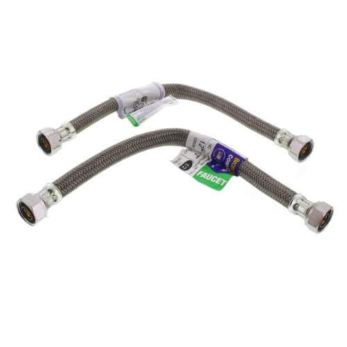 HOSE KIT 1/2X1/2X12" FIP STAINLESS STEEL 599390 TWO FLEX HOSES
